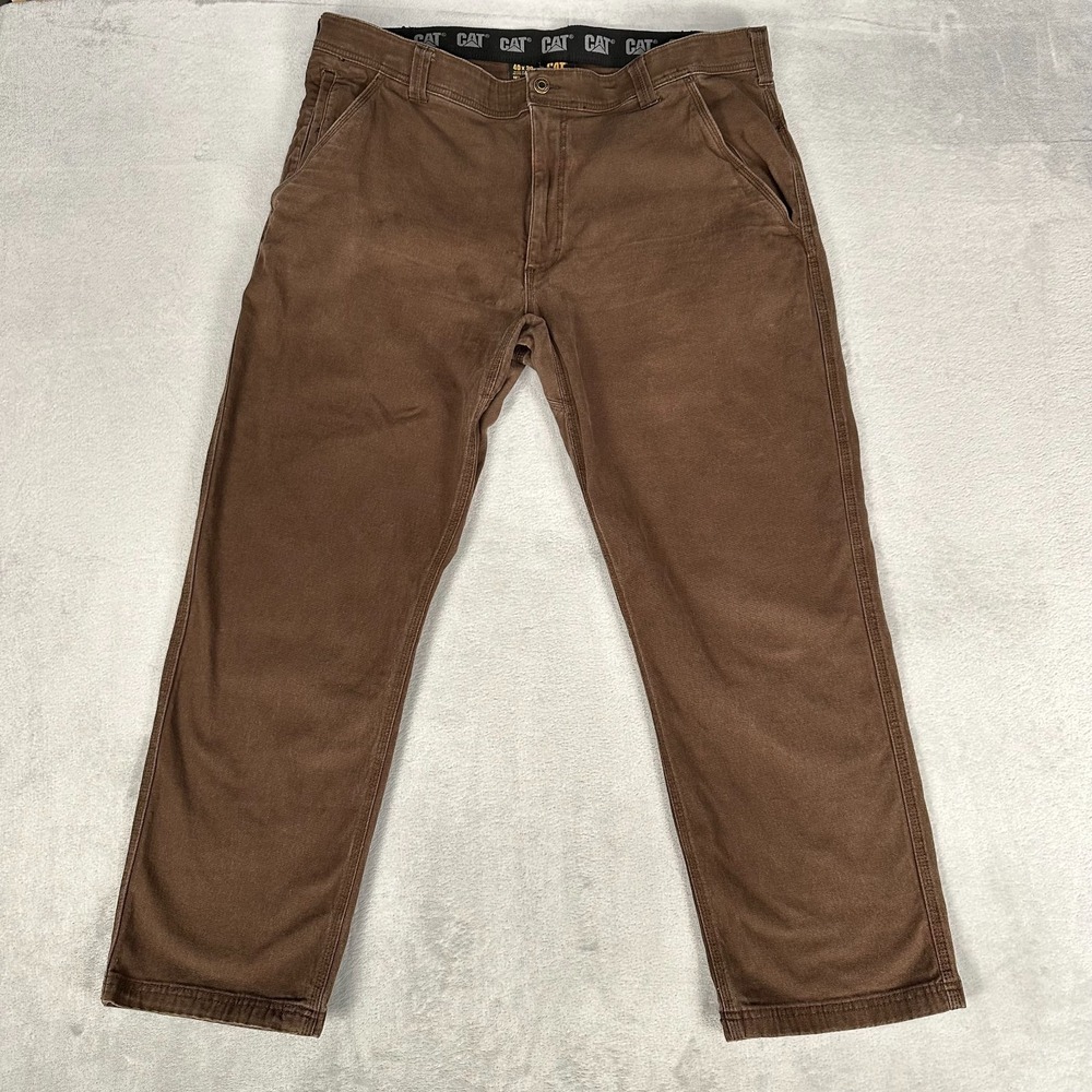 CAT Caterpillar Carpenter Utility Work Pants Mens 40x30 Brown Stretch
